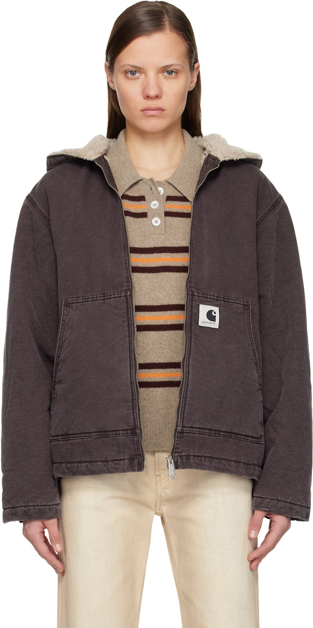 Carhartt Work In Progress: Purple Hooded Mitch Bomber Jacket | SSENSE