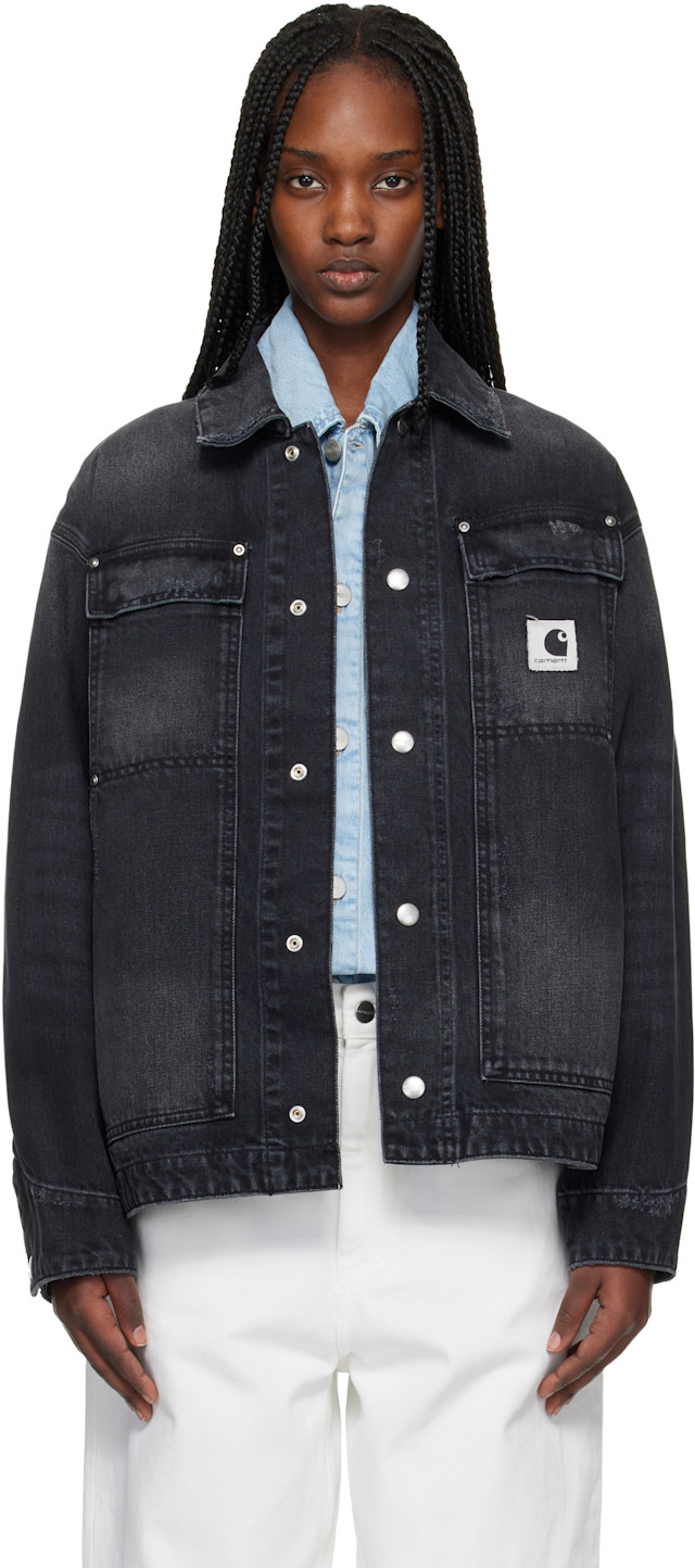 Carhartt ブラックデニムジャケット Carhartt Work In Progress: ブラック Arctic デニムジャケット
