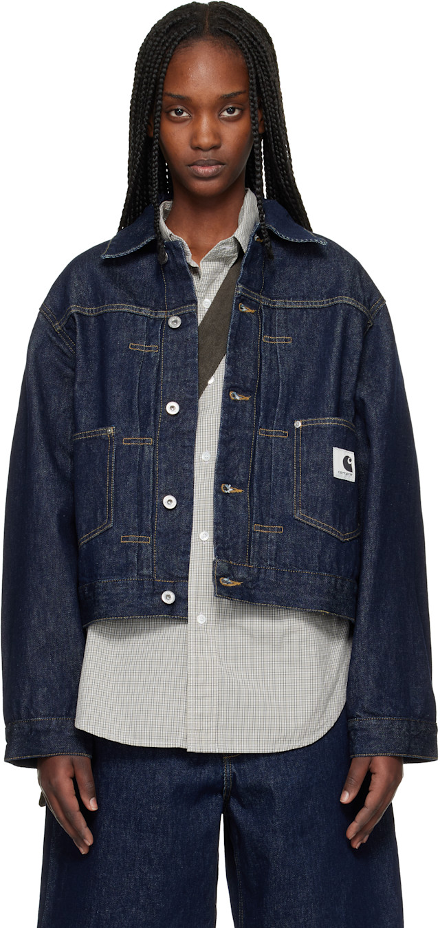 Carhartt Work In Progress: Navy Belmar Denim Jacket | SSENSE