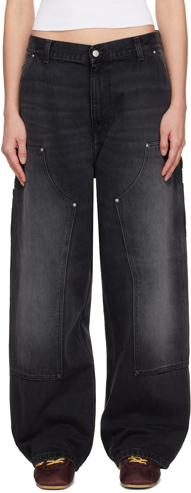 Carhartt Work In Progress: Black Brandon Double Knee Jeans | SSENSE