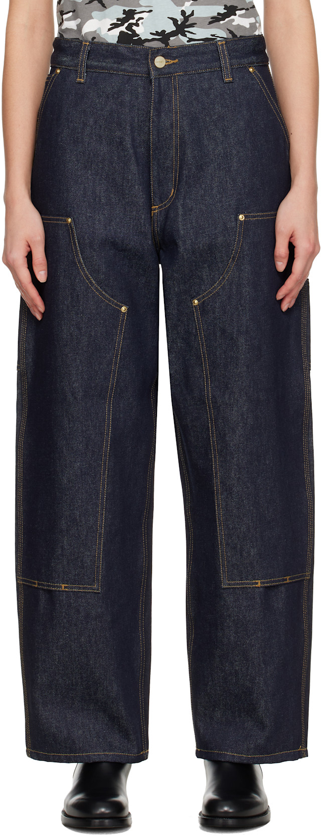 Carhartt Work In Progress: Blue Denim Brandon Double Knee Jeans