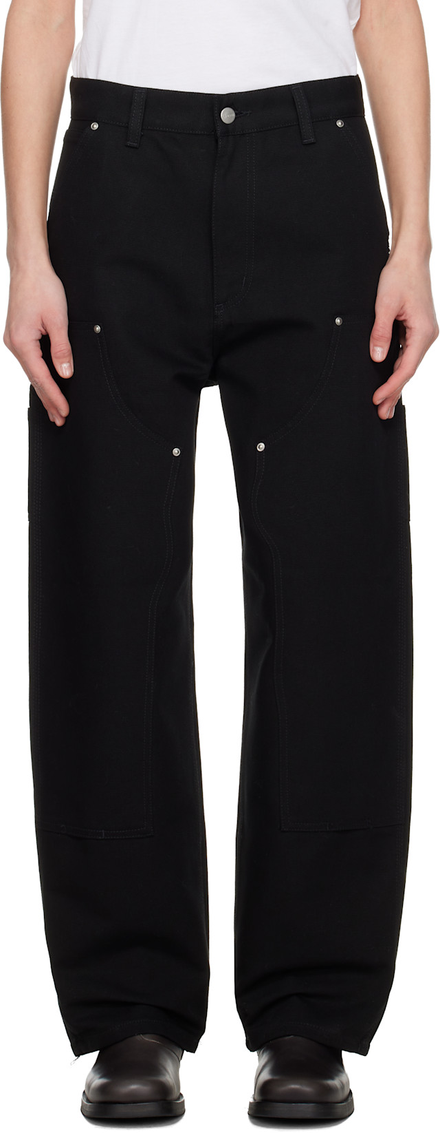 00初期　carhartt double knee work pants w36 Carhartt Work In Progress: Black Brandon Double Knee Jeans | SSENSE