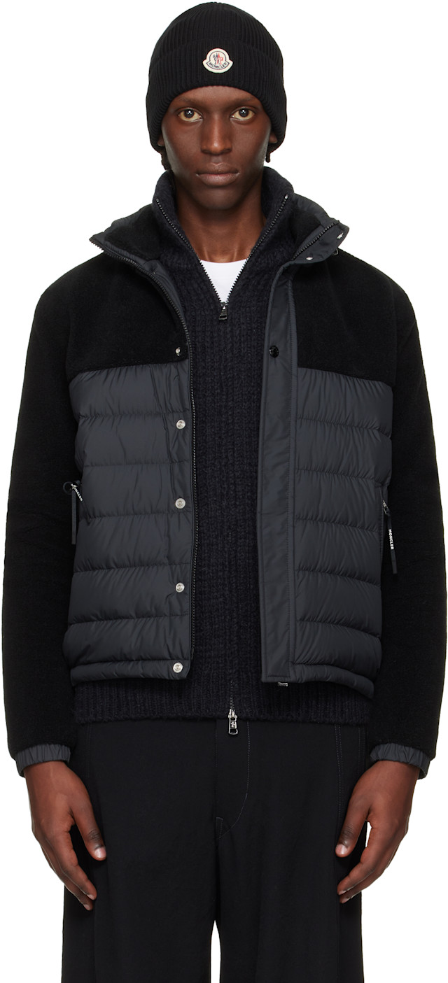Moncler: Black Mistral Teddy Short Down Jacket | SSENSE