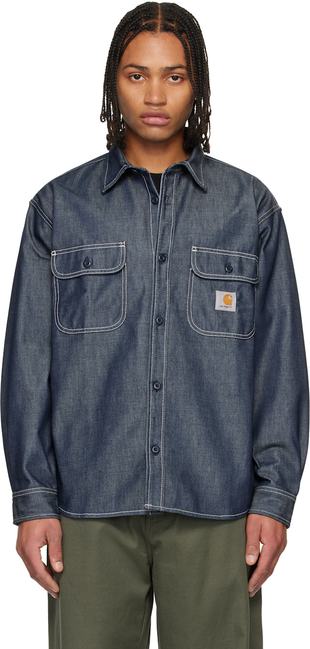 トップス 26s uniform experimentbristol carhartt Carhartt Work In Progress: Blue Tigan Denim Overshirt | SSENSE