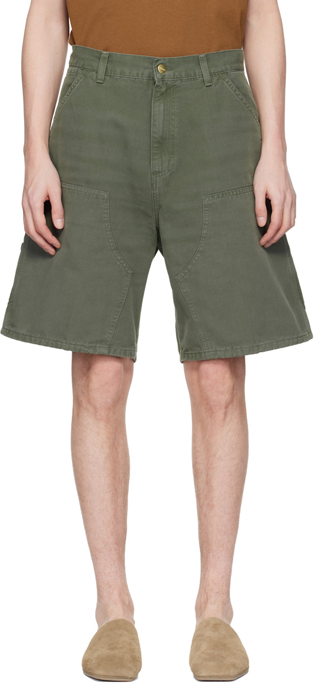 Carhartt Work In Progress: Green Double Knee Shorts | SSENSE