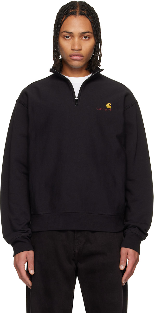 Carhartt Work In Progress: Black Half Zip American Script