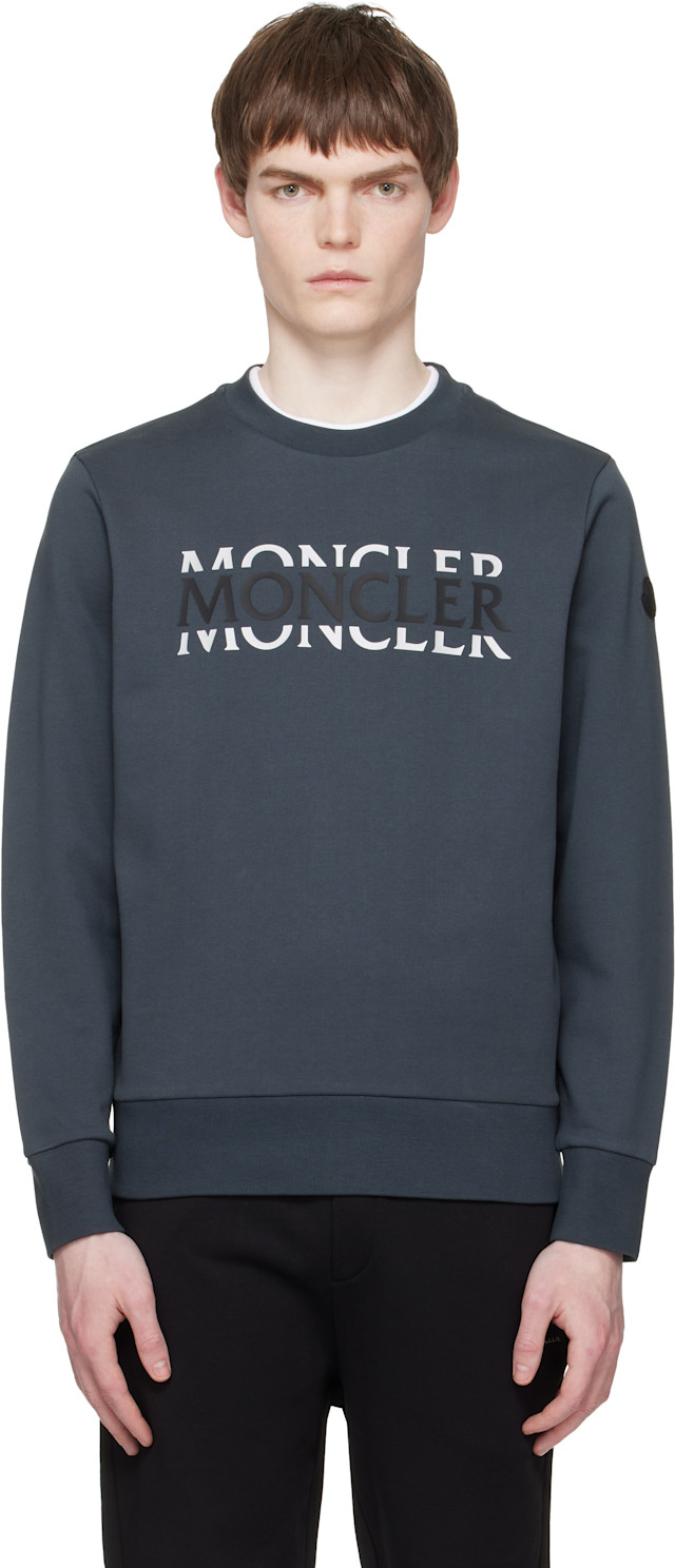 MONCLER ダークグレー トレーナー Moncler: Gray Logo Cotton Jersey Long Sleeve Sweatshirt | SSENSE