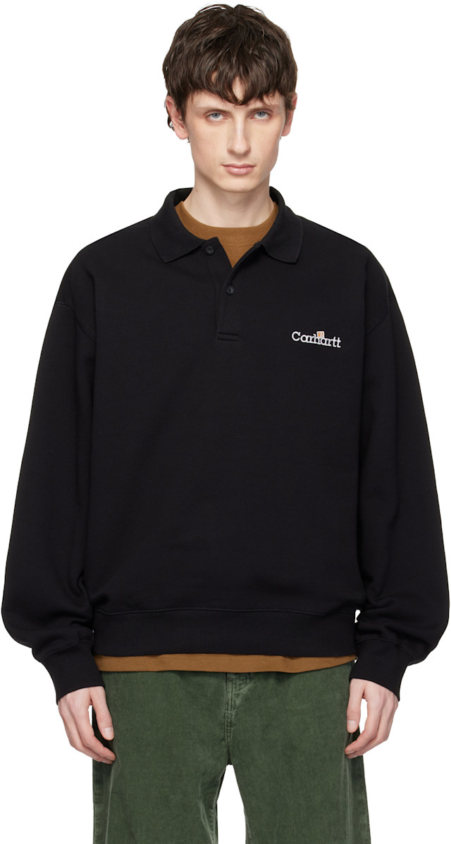 Carhartt Work In Progress: Black WIP Label Sweatshirt Polo | SSENSE