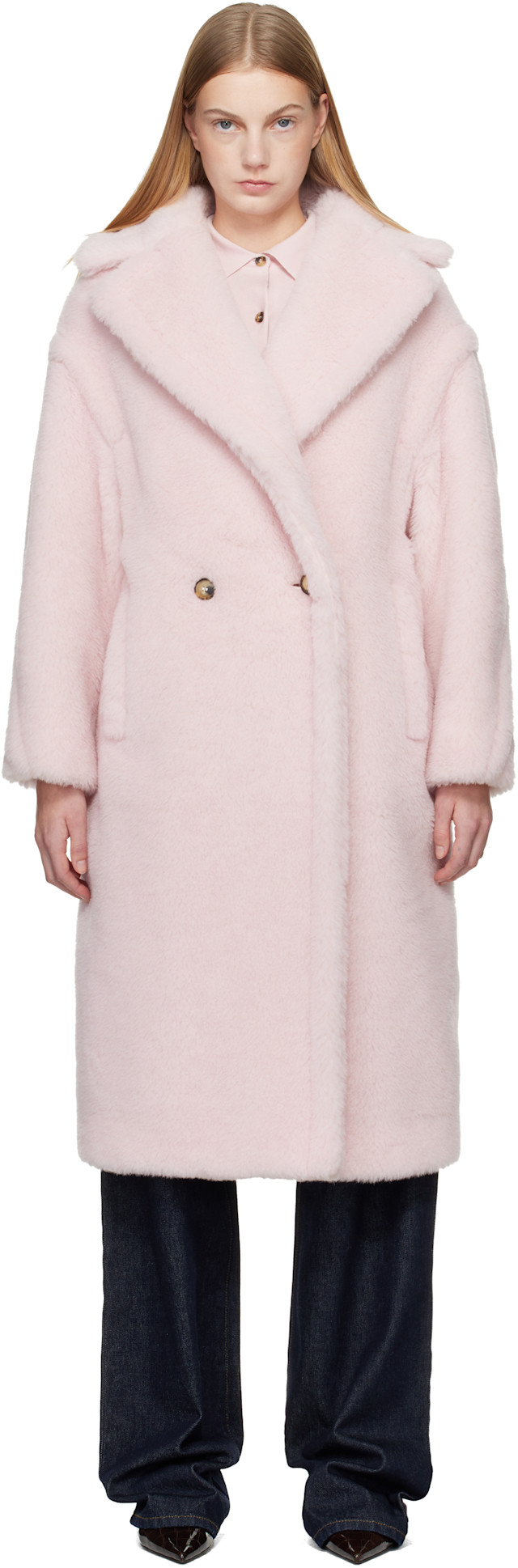 Max Mara: ピンク Tedgirl コート | SSENSE 日本
