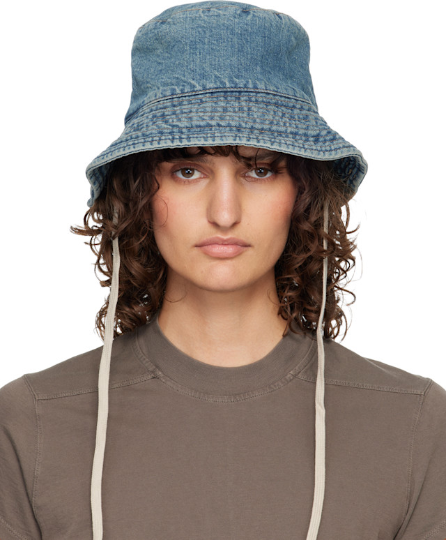 Rick Owens DRKSHDW: Blue Temple Gilligan Denim Bucket Hat | SSENSE