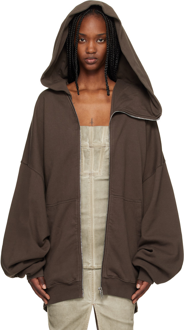 Rick Owens DRKSHDW: Gray Temple Mountain Hun Hoodie | SSENSE