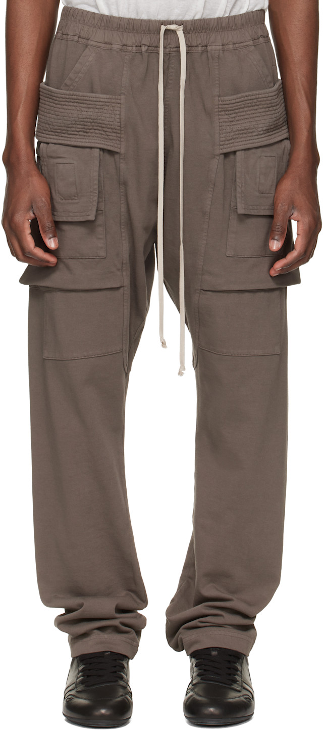 Rick Owens DRKSHDW: Gray Temple Creatch Drawstring Cargo Pants