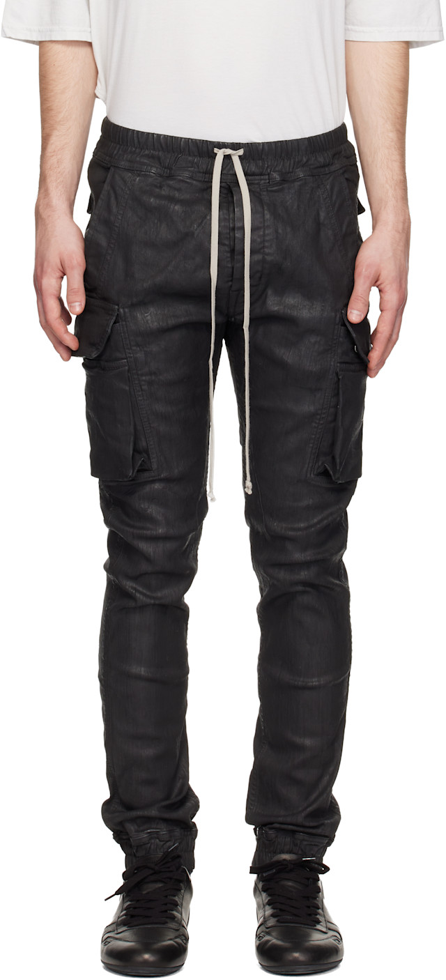Rick Owens DRKSHDW: ブラック Temple Mastodon Cut デニム カーゴ