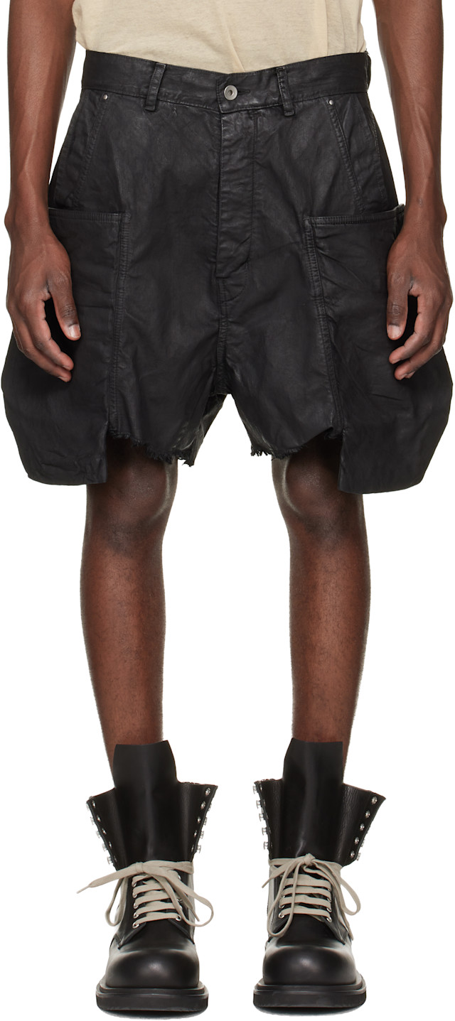 Rick Owens DRKSHDW: Black Temple Stefan Denim Cargo Shorts | SSENSE