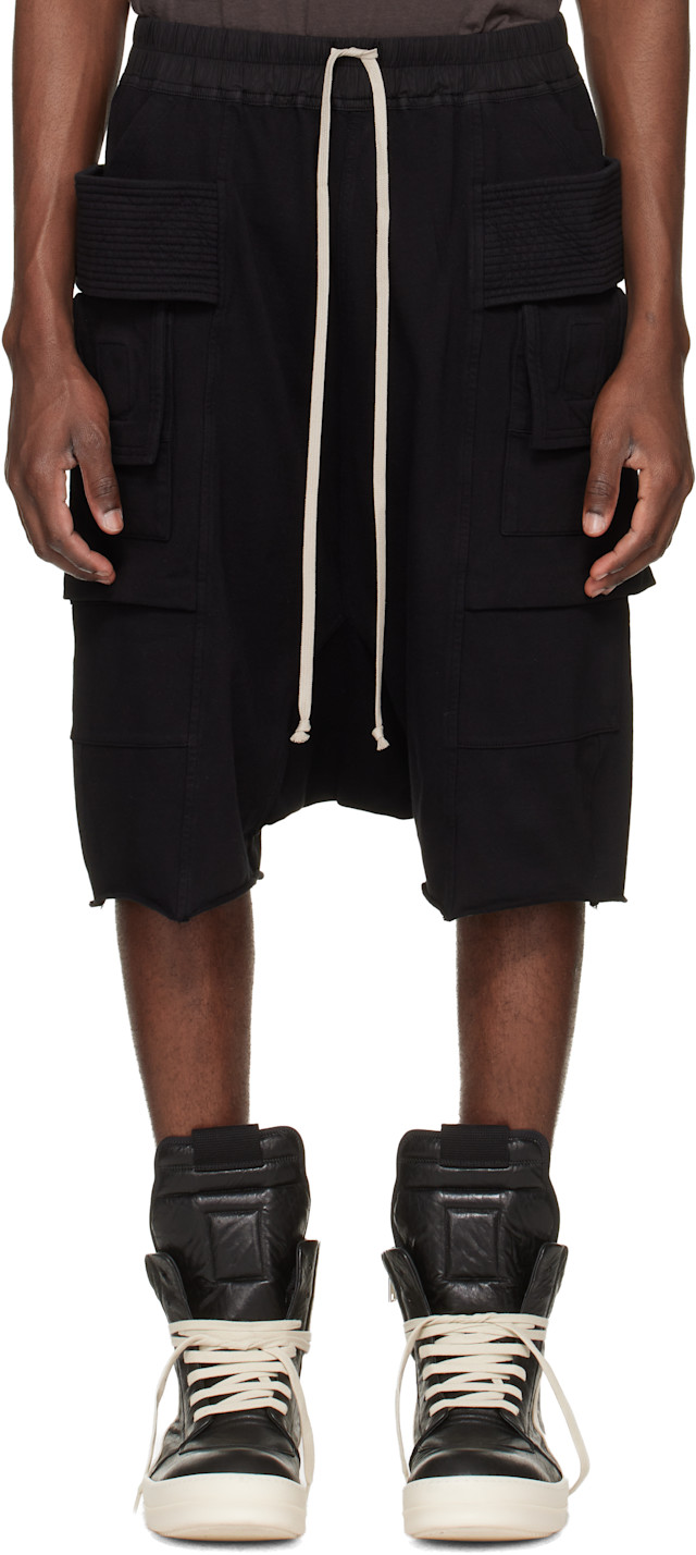 Rick Owens DRKSHDW: Black Temple Creatch Pods Cargo Shorts | SSENSE