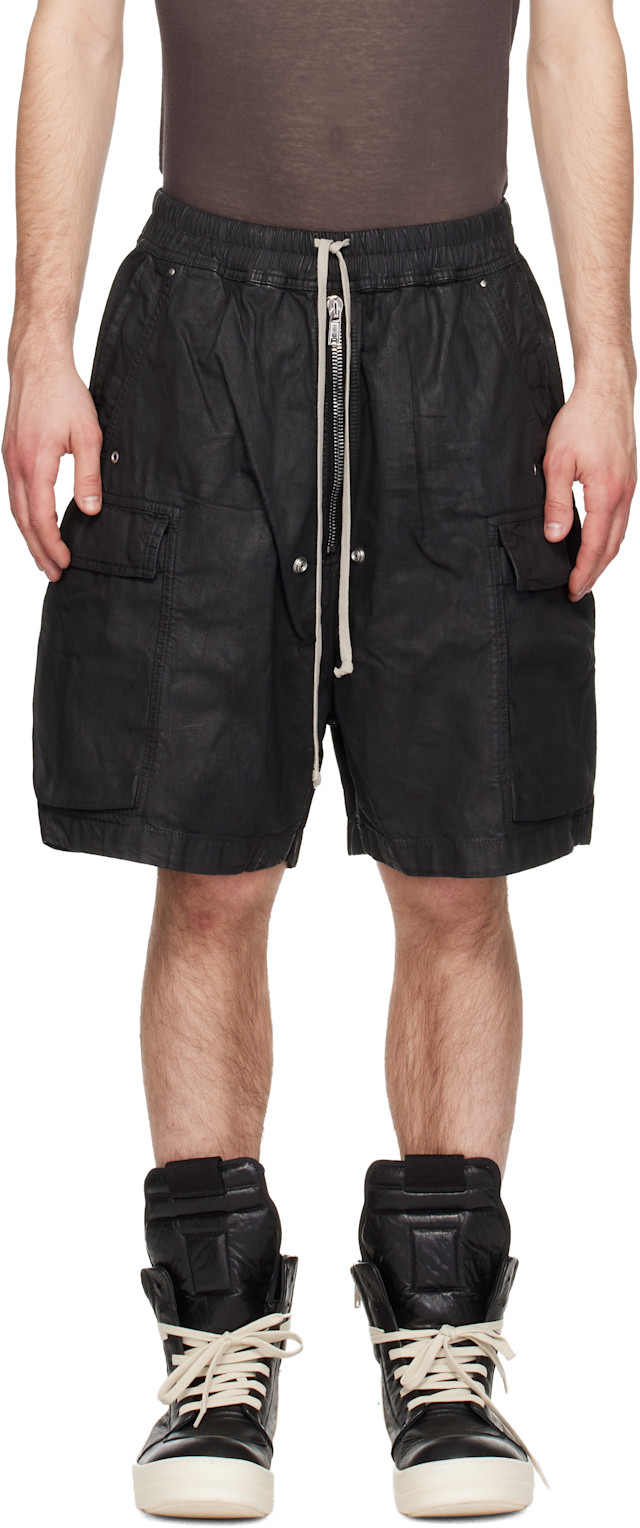 24SS CARGOBELA SHORTS カーゴベラ ショートパンツ Rick Owens DRKSHDW: ブラック Temple Denim Cargobela ショートパンツ