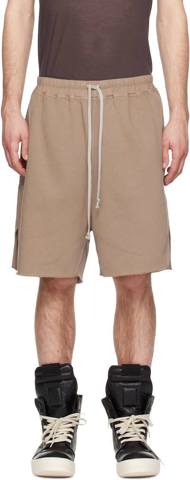 Rick Owens DRKSHDW: Taupe Temple Heavy Sweatshirt Long Shorts