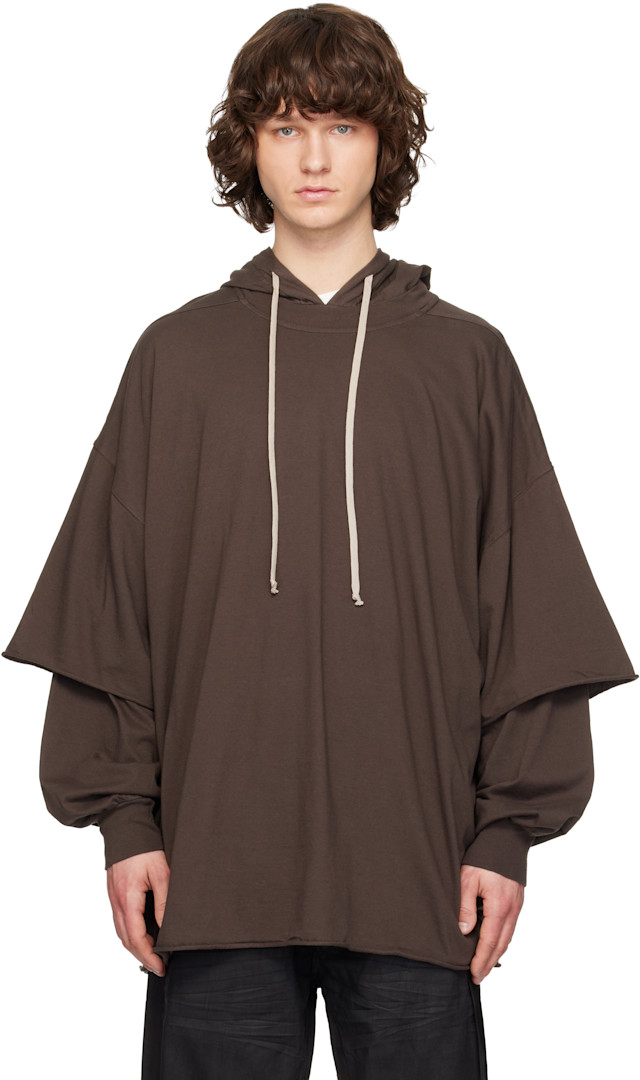 Rick Owens DRKSHDW: Gray Temple Tommy Hustler Hoodie | SSENSE