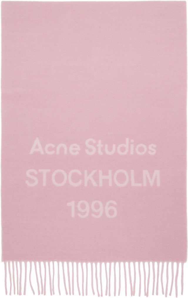 Acne Studios: ピンク Logo Wide マフラー | SSENSE 日本