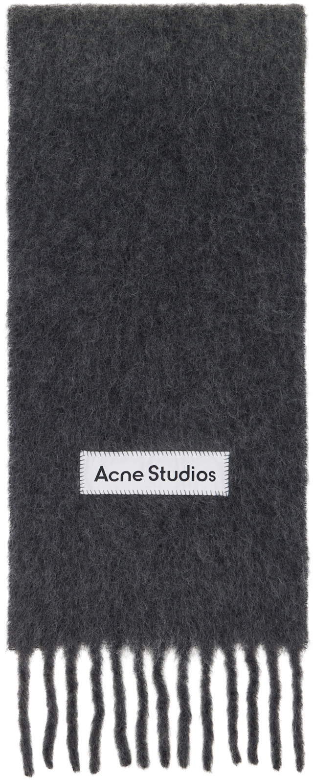 Acne Studios グレー系 マフラー Acne Studios: Gray Wool Fringe Scarf | SSENSE