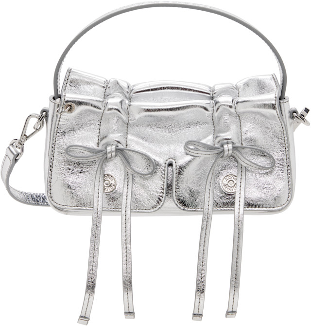 Acne Studios: Silver Multipocket Micro Metallic Bag | SSENSE