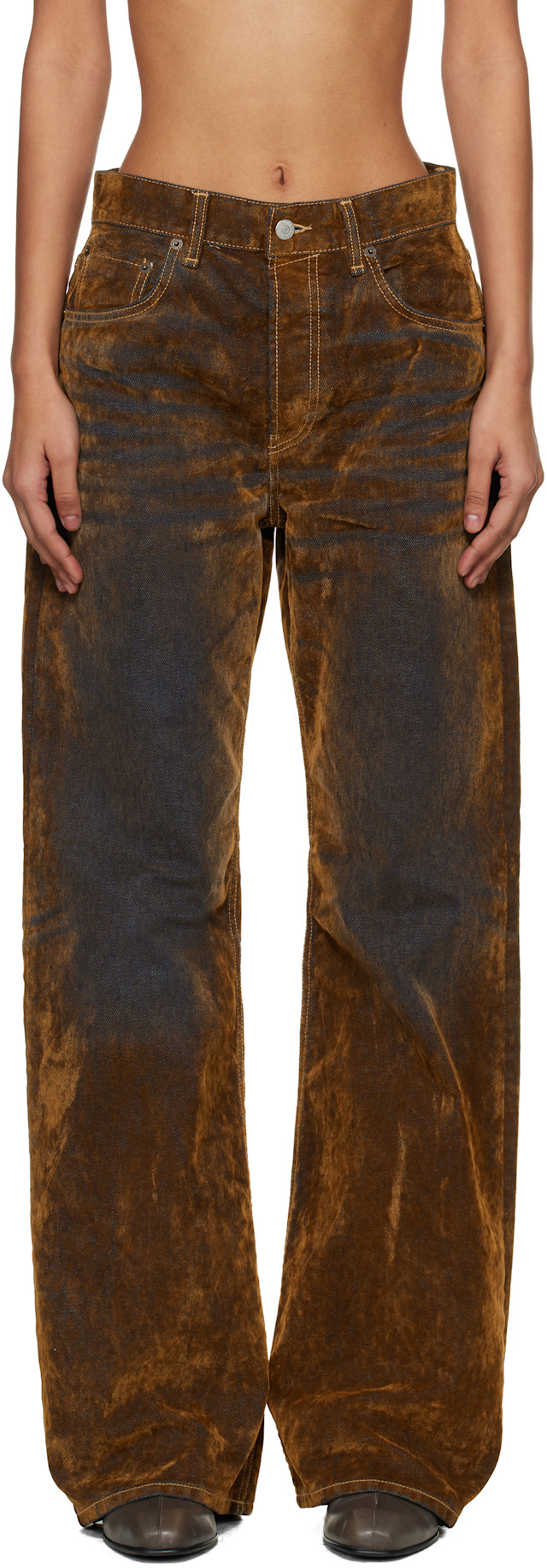 Acne Studios: Brown 2021 Flocked Denim Jeans | SSENSE