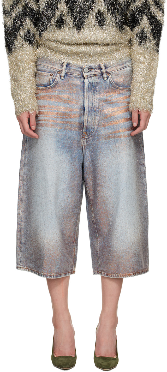 Acne Studios: ブルー Glitter Dawn デニムショートパンツ | SSENSE 日本
