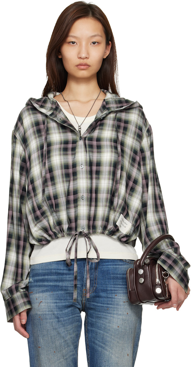 Acne Studios: Black & Green Hooded Overshirt | SSENSE