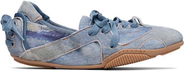 Acne Studios: ブルー レースアップ レザー スニーカー | SSENSE 日本