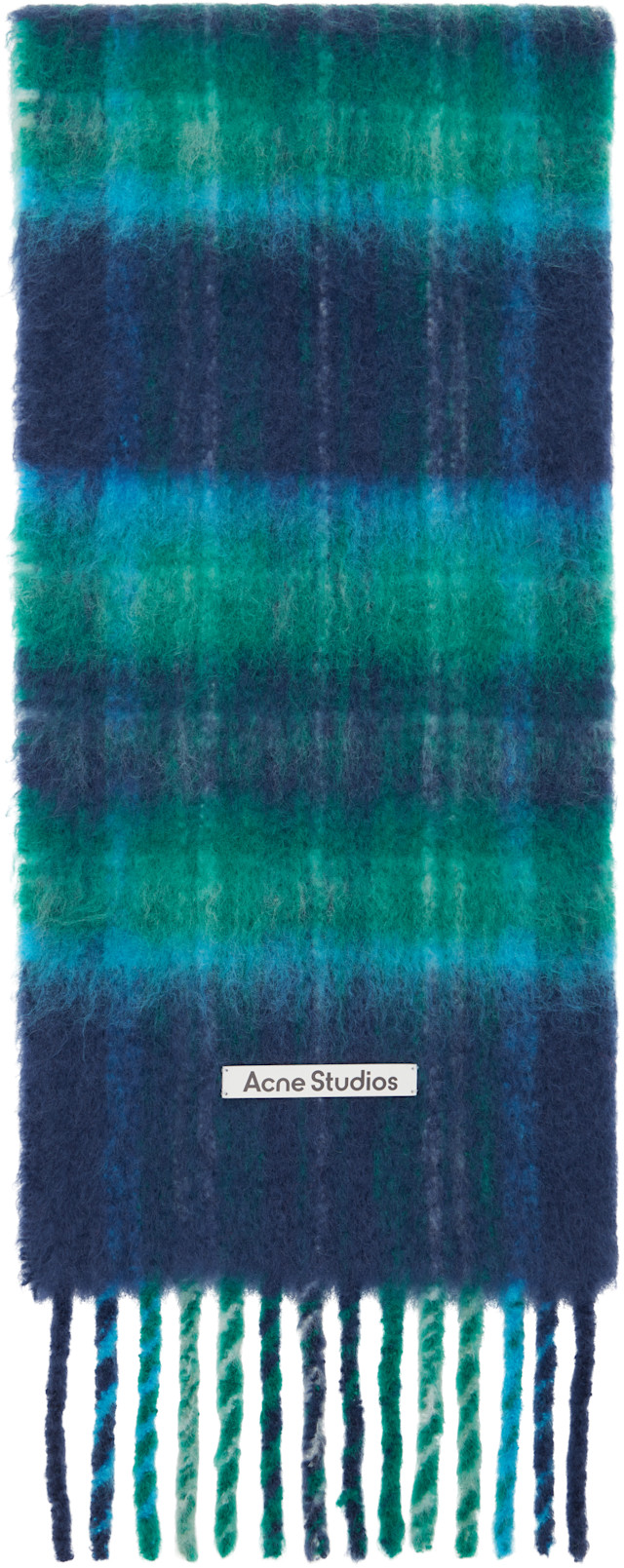 Acne Studios: ブルー＆グリーン Mohair Checked マフラー | SSENSE 日本
