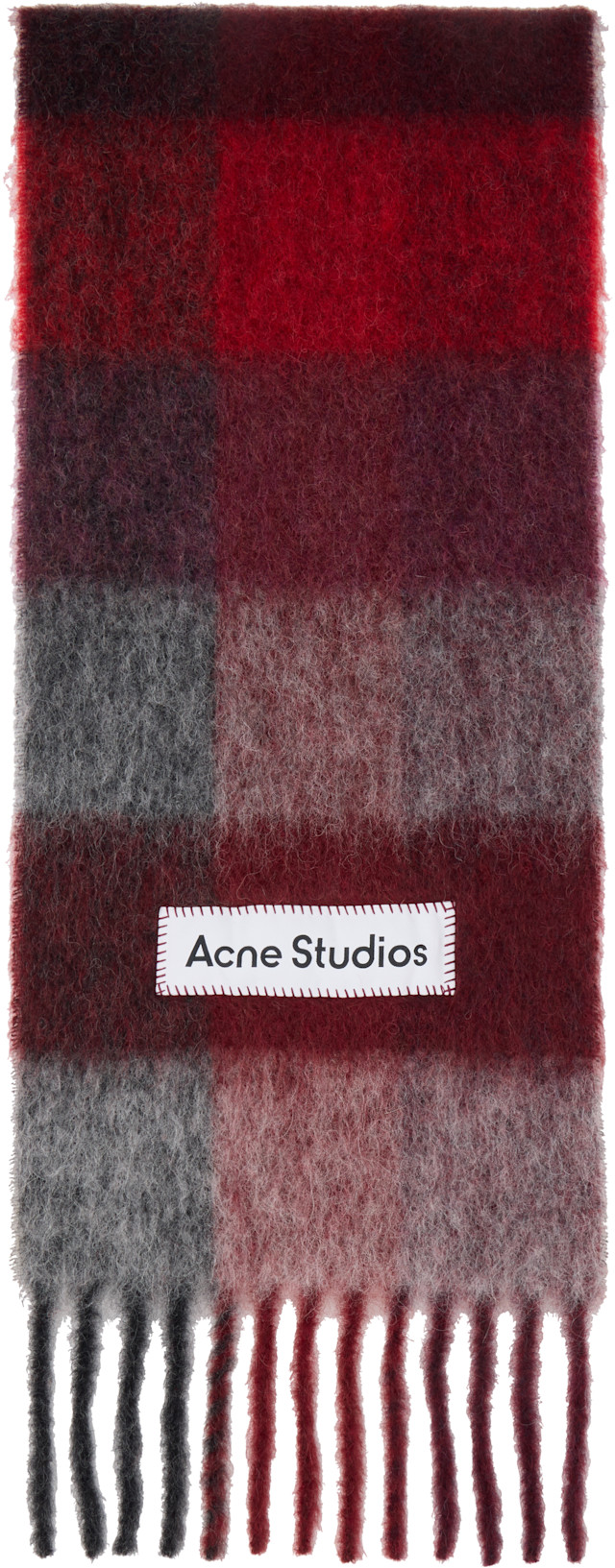 Acne Studios: レッド Mohair Checked マフラー | SSENSE 日本