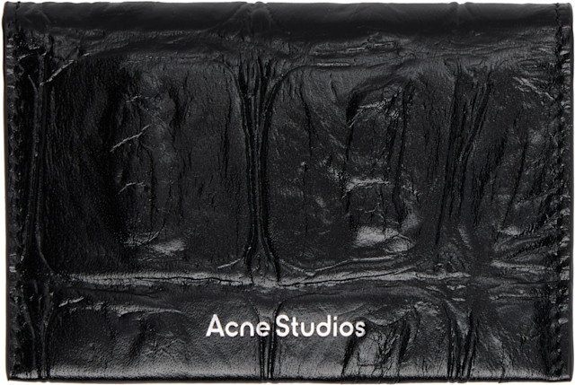 Acne Studios: ブラック レザー 二つ折りカードケース | SSENSE 日本