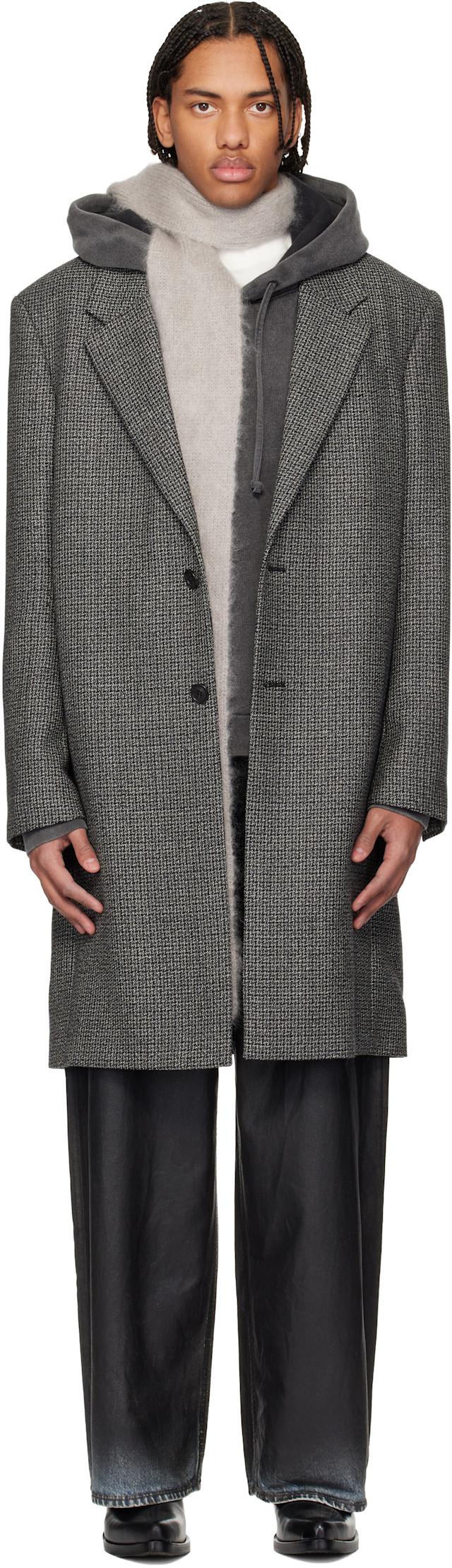 Acne Studios: Gray Single-Breasted Wool Coat | SSENSE