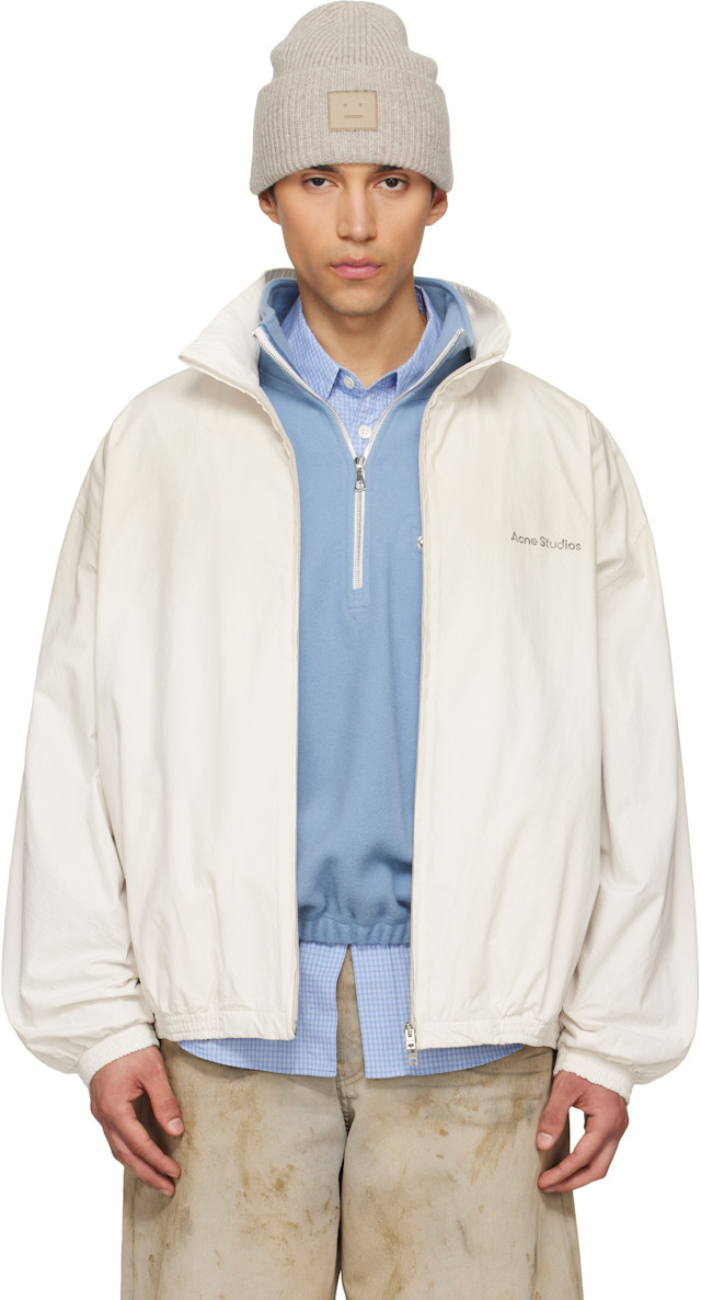 Acne Studios: Off-White Logo Zipper Jacket | SSENSE