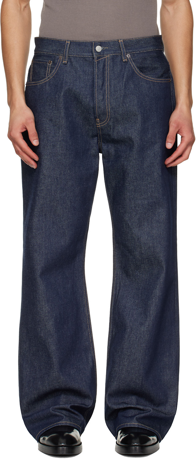 パンツ acne studious 2021m dark blue Acne Studios: Navy Regular Fit 2021M Jeans | SSENSE