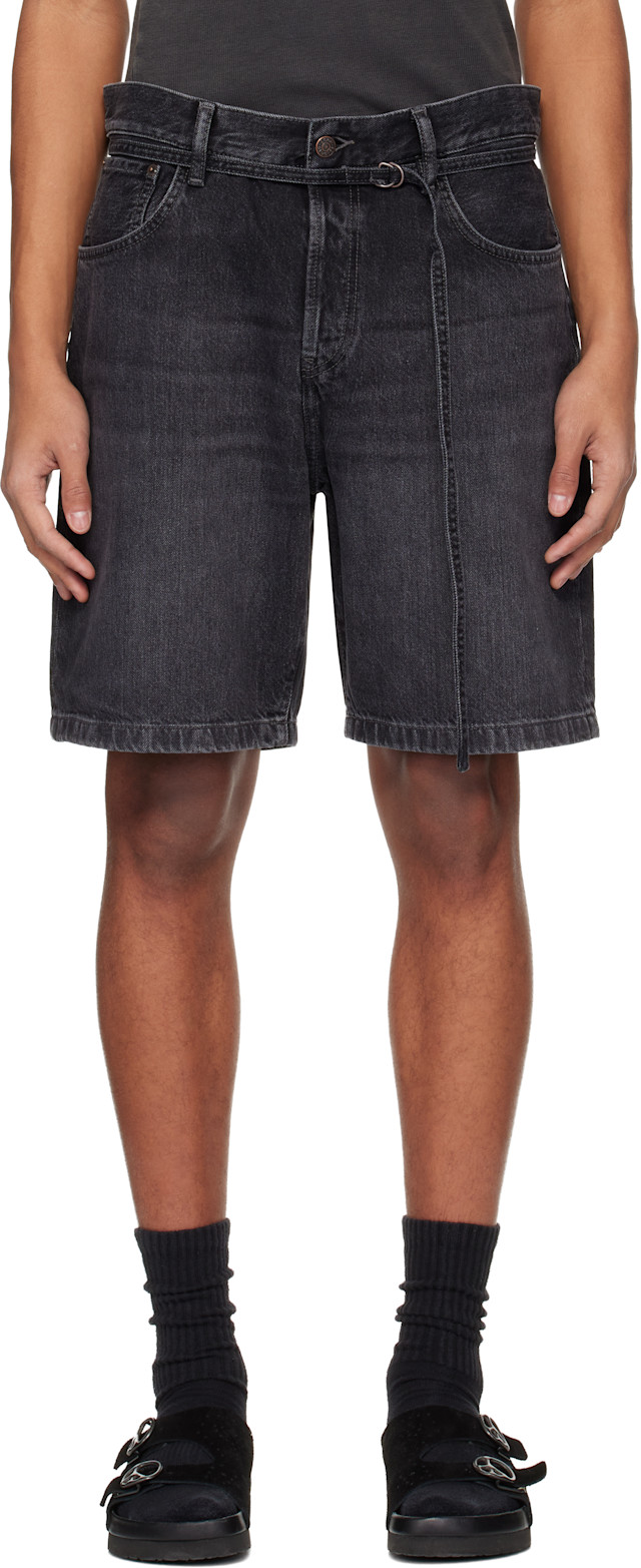 Acne Studios: Black Loose Fit Denim Shorts | SSENSE