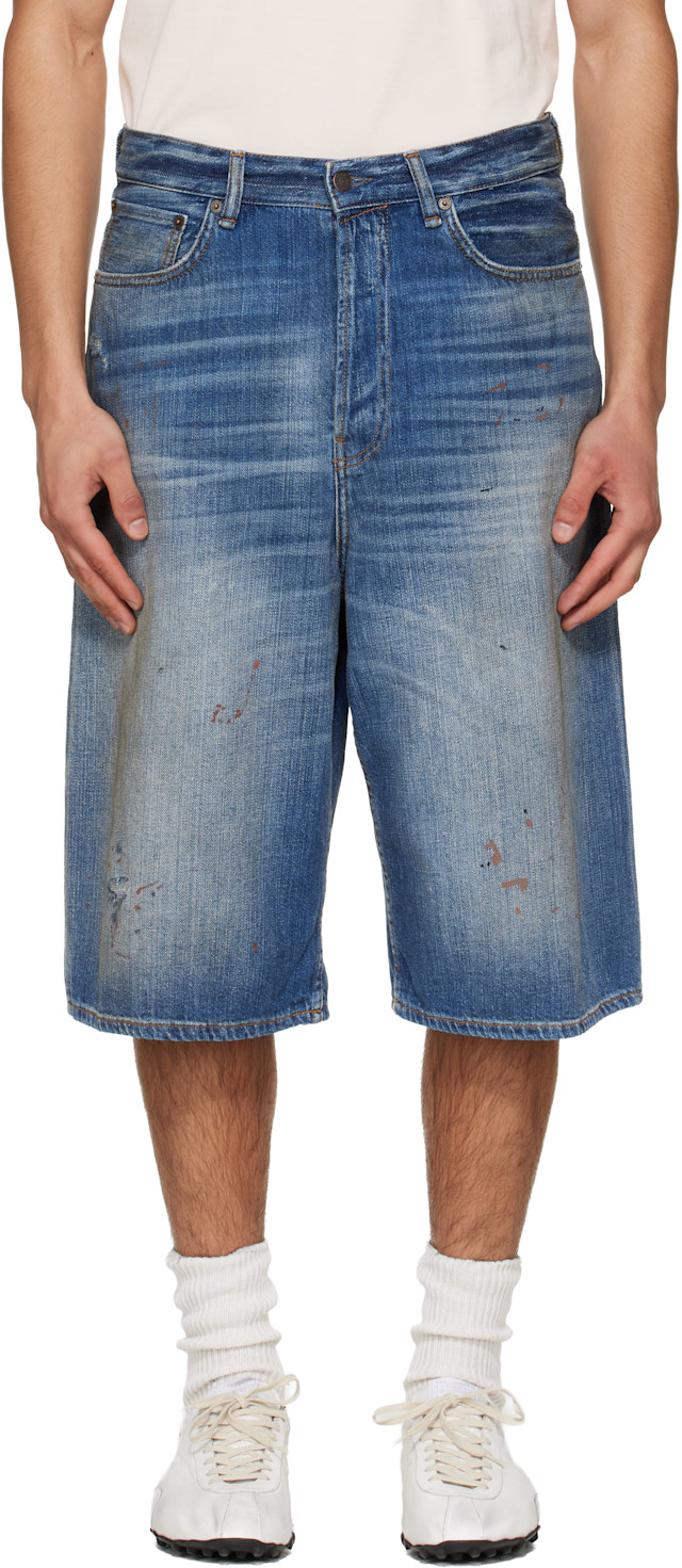 Acne Studios: Blue Faded Denim Shorts | SSENSE