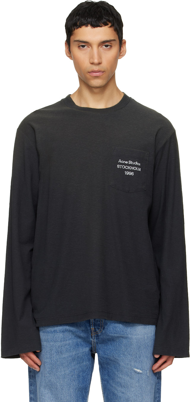 Acne Studios: Black Logo T-shirt | SSENSE