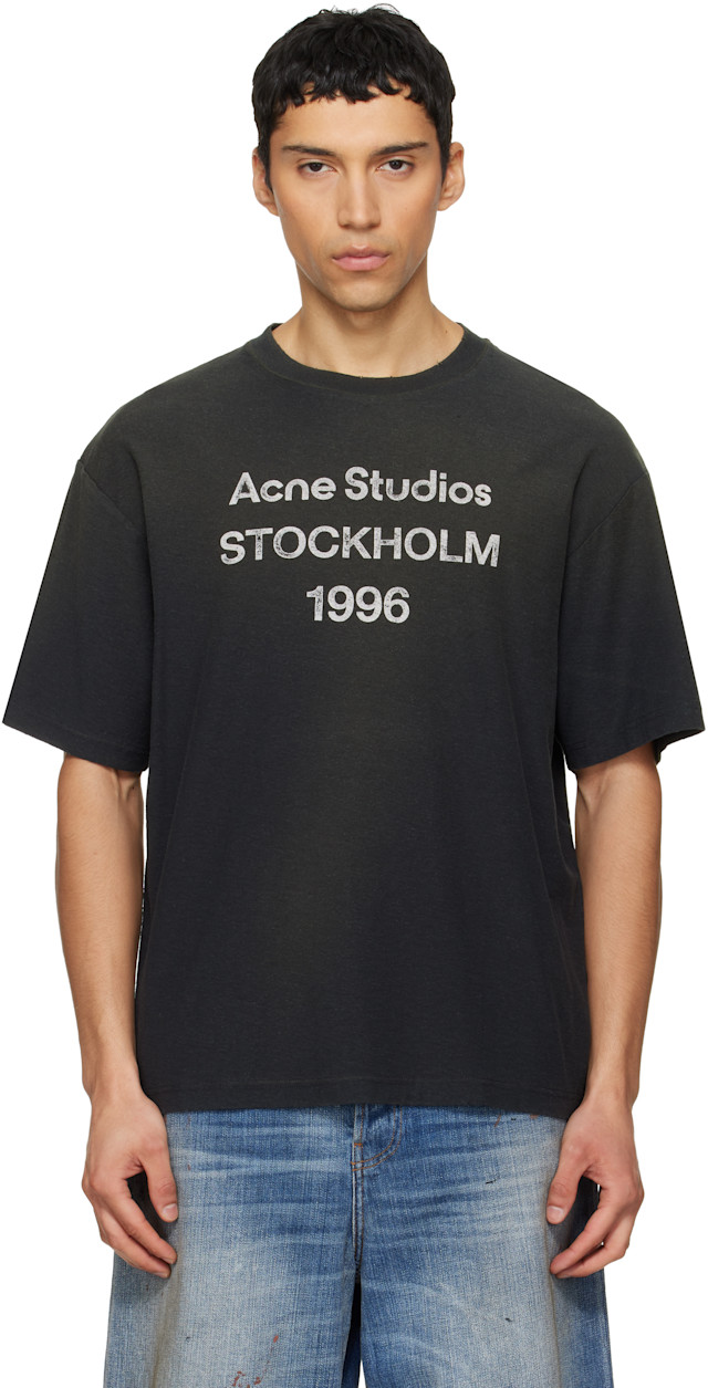 Acne Studios: ブラック ロゴ Tシャツ | SSENSE 日本