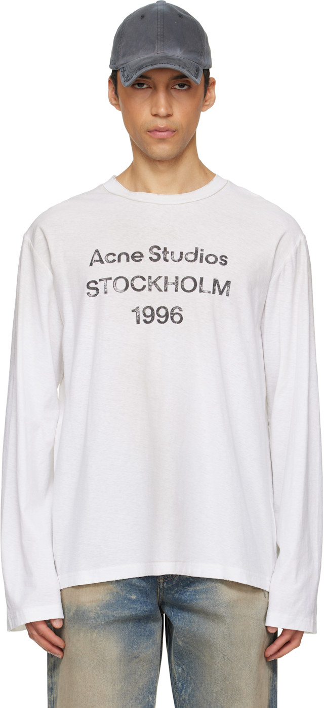 Acne Studios: Off-White Logo T-shirt | SSENSE