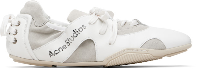 Acne Studios: White Leather Lace-Up Sneakers | SSENSE