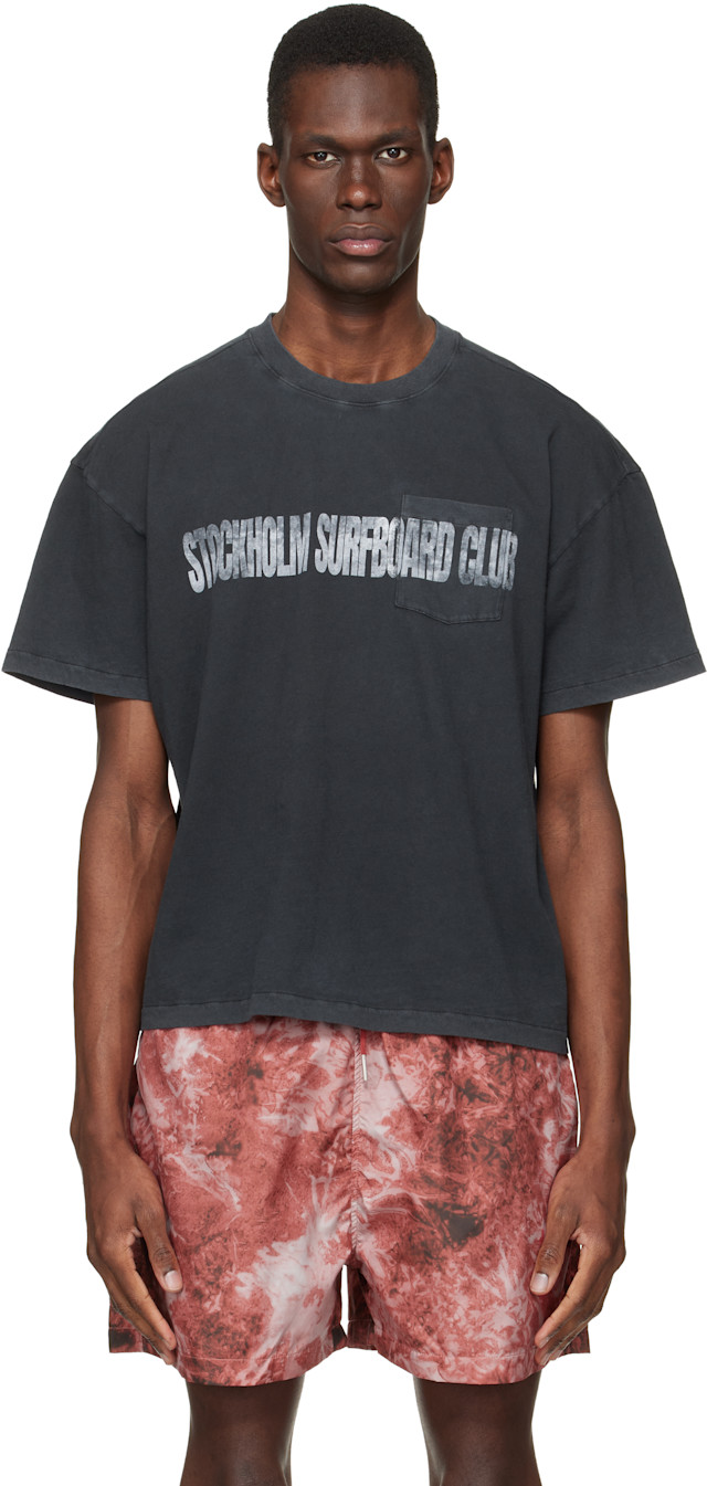 Stockholm (Surfboard) Club: ブラック Printed ポケットTシャツ