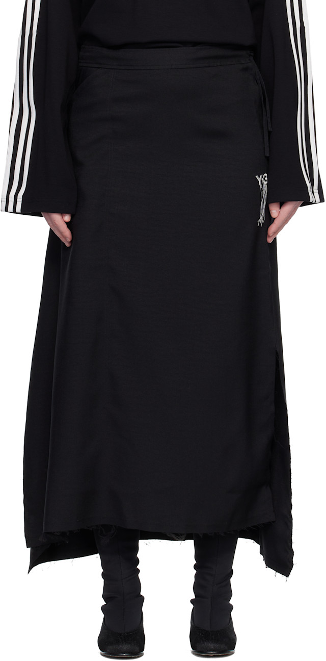 Y-3: ブラック Sport Uniform Raw Cut 3 Stripes ミディアムスカート