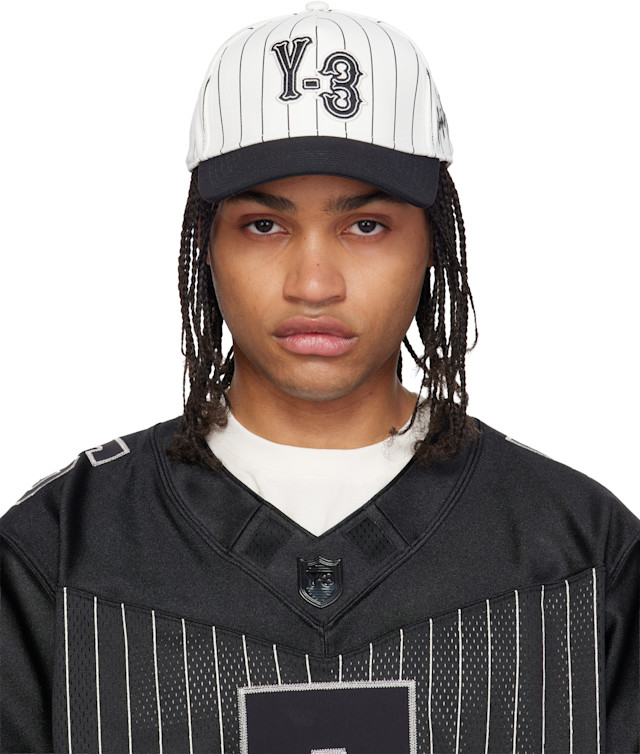 Y-3: Off-White Pinstripe Cap | SSENSE
