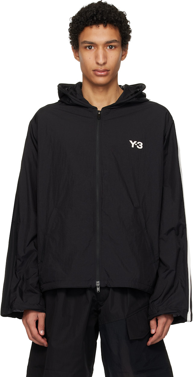 Y-3: Black Nylon Wired 3 Stripes Track Jacket | SSENSE