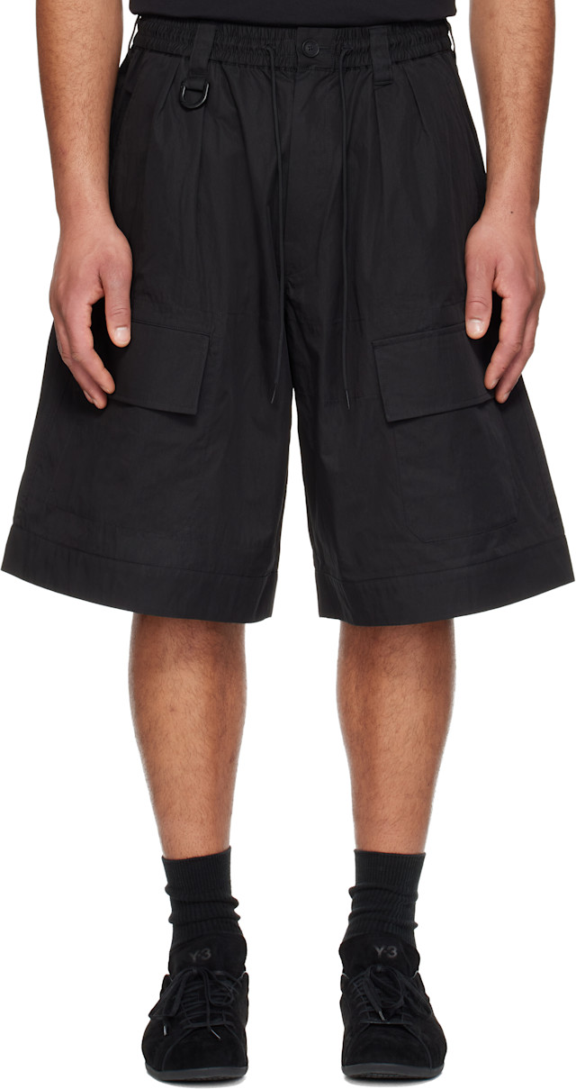 Y-3: Black Wide Leg Shorts | SSENSE