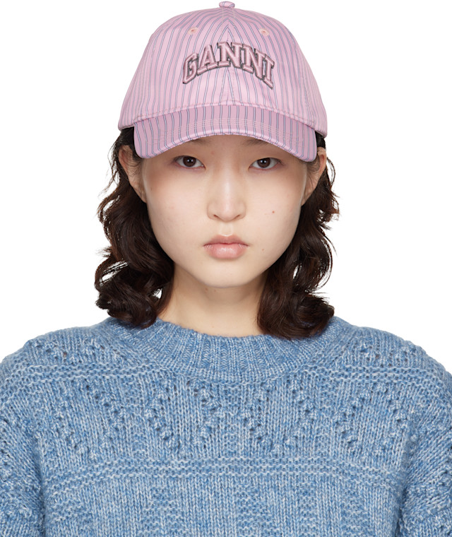GANNI: ピンク プリント ナイロン キャップ | SSENSE 日本