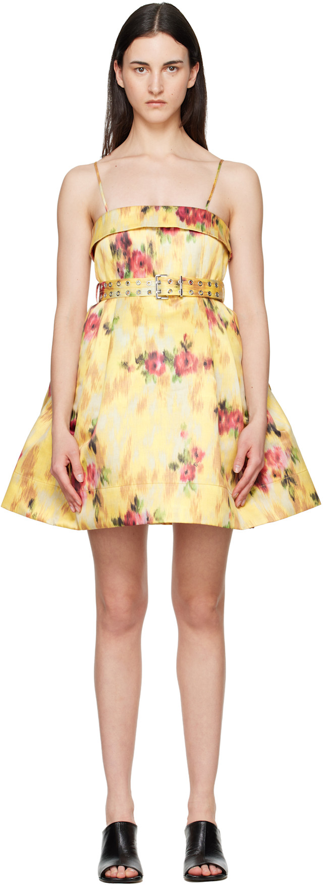 ganni floral print satin dress Ganni Women's Floral Satin Maxi Dress