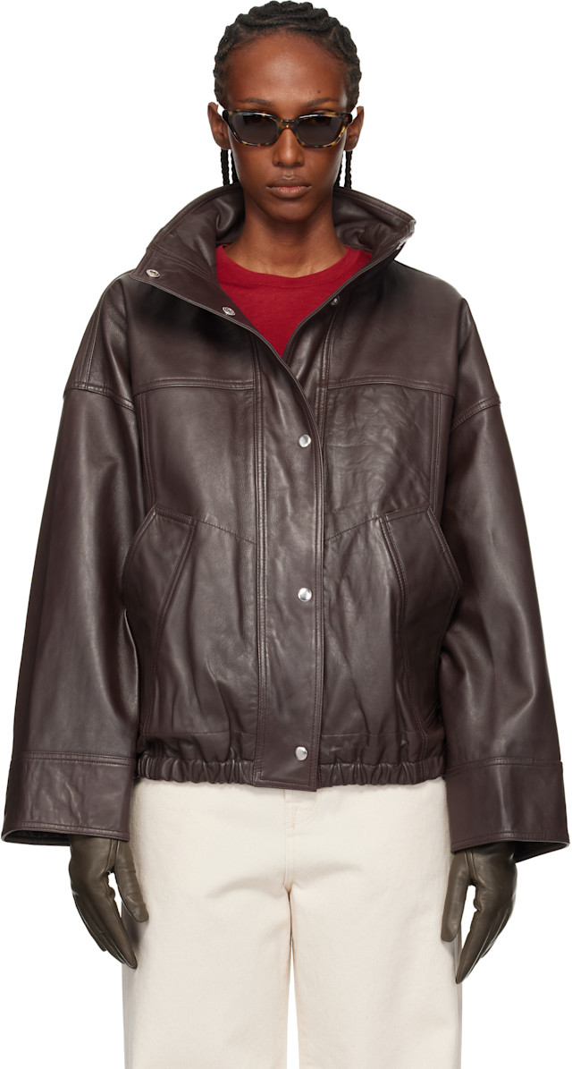 Róhe: Brown Reinvented Leather Jacket | SSENSE