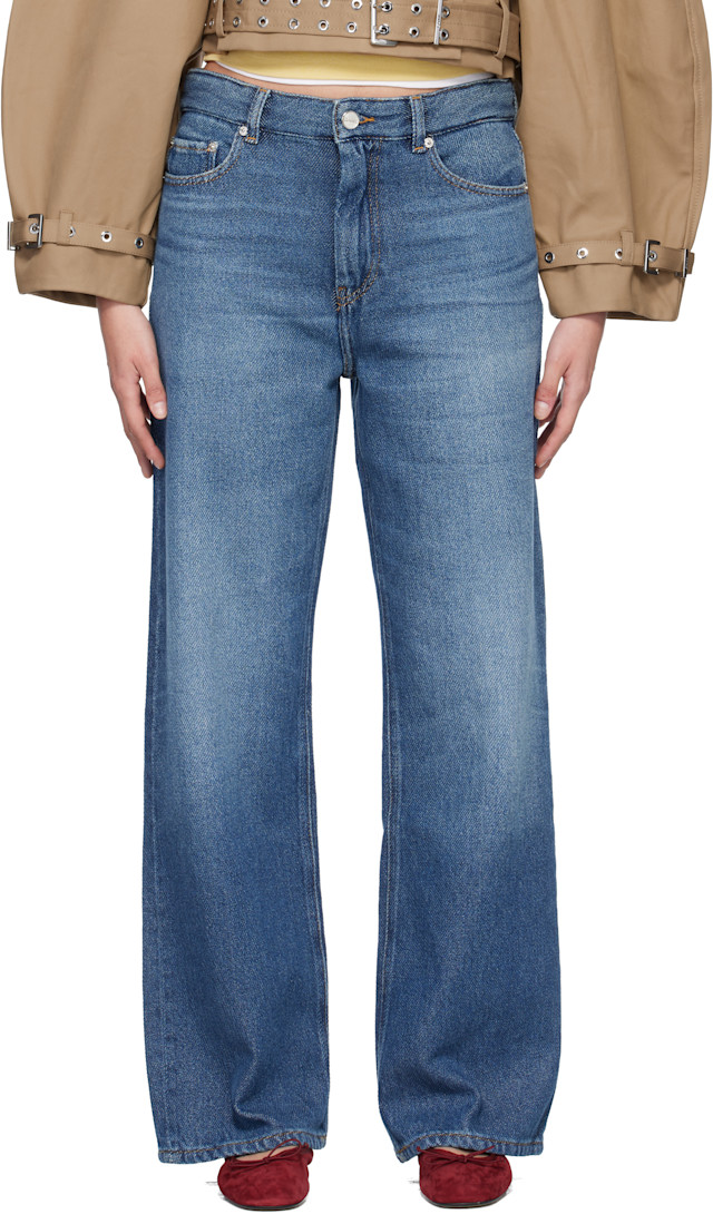 GANNI: Blue Baggy Heavy Izey Denim Jeans | SSENSE
